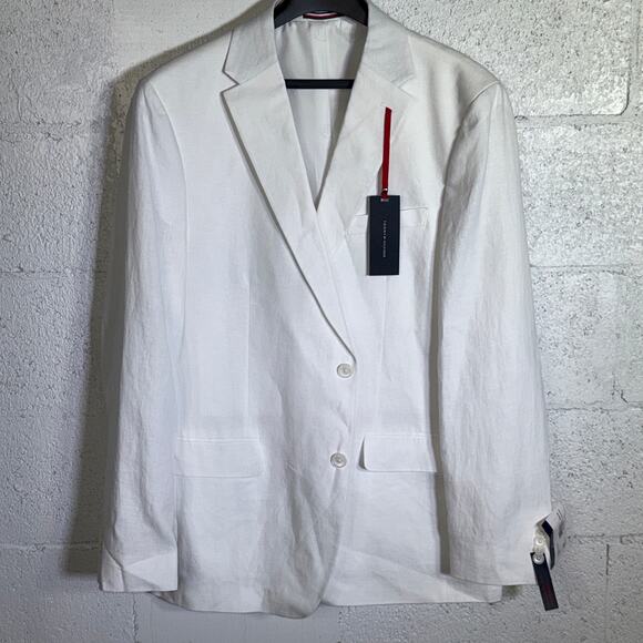 Tommy Hilfiger Men's Modern-Fit Flex Stretch Linen Suit Jacket White 44L $360 - Picture 1 of 8